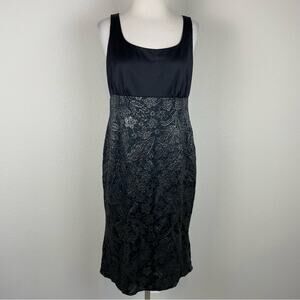 Lafayette 148 Black Floral Embroidered Sleeveless Midi Dress 8